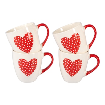 Tassen-Set „Herz“, 4 Stück je 400 ml
