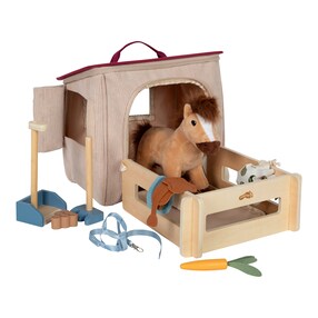 Spielset Pferd mit Stall und Zubehör in der Tasche