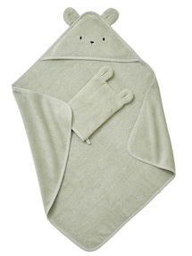 Bio-Kollektion: Baby-Set aus Badetuch und Waschhandschuh