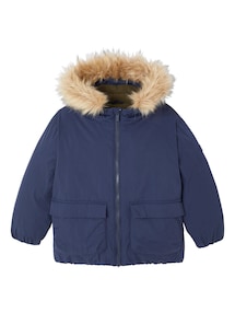 Warme Jungen Jacke mit Kapuze und Fleecefutter, Recycling-Polyester