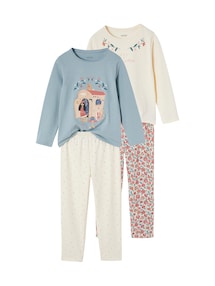 2er-Pack lange Mädchen Schlafanzüge mit Boho-Print