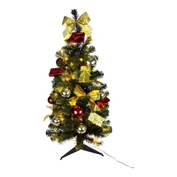 Künstlicher Weihnachtsbaum mit LED-Beleuchtung, geschmückt