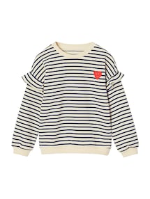 Mädchen Ringel-Sweatshirt, Volantärmel