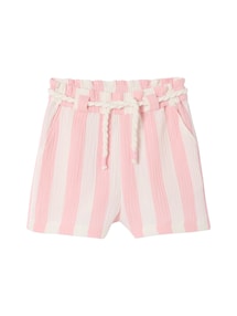 Mädchen Musselin-Shorts mit breiten Streifen und Bindegürtel
