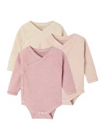 Bio-Kollektion: 3er-Pack gestreifte Baby Wickelbodys