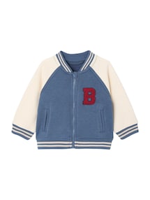 Baby Sweatjacke im College-Style mit Aufnäher, Recycling-Polyester