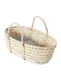 Moseskorb für Puppen, Baby-Tragekorb MINI FLORA, Maisblätter