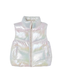 Steppweste mit Glanzeffekt Mädchen, Recycling-Polyester, Übergangszeit