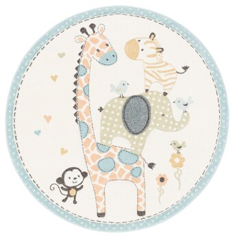Kinder Teppich Maui Kids Safari Tiere Bunt Rund