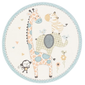 Kinder Teppich Maui Kids Safari Tiere Bunt Rund