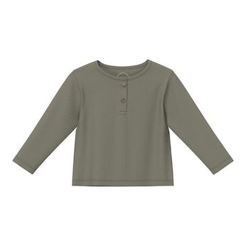 Henley-Shirt langarm Rippqualität