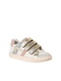 Kinder Leder-Sneakers mit Klett, zweifarbig