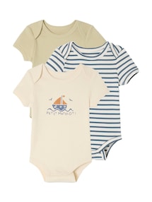 3er-Pack mitwachsende Baby Schlupfbodys mit kurzen Ärmeln, Bio-Baumwolle