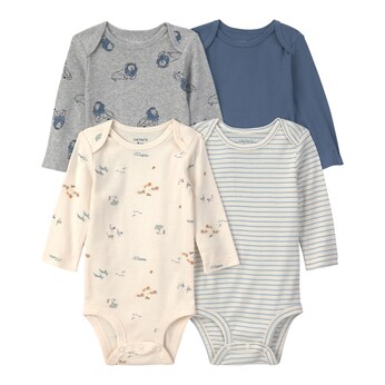 4er-Pack Bodys langarm Safari Ringel