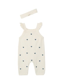 Baby Geschenkset: Haarband & Latzhose mit Volants, Bio-Baumwolle