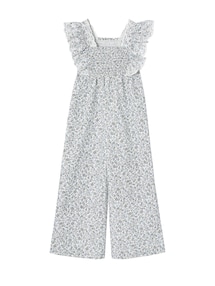 Festlicher Mädchen Jumpsuit mit Blumenprint und Lochstickerei