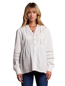 Musselin-Bluse mit Lochspitze für Schwangerschaft und Stillzeit