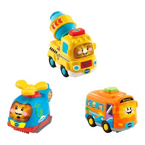 Fahrzeuge 3er Set (Reisebus, Helikopter, Betonmischer)