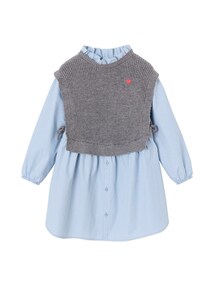 2-in-1 Hemdblusenkleid mit Pullunder für Mädchen