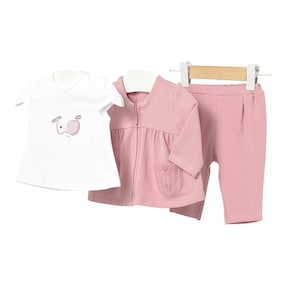 3-tlg. Set T-Shirt, Jacke und Leggings Apfel