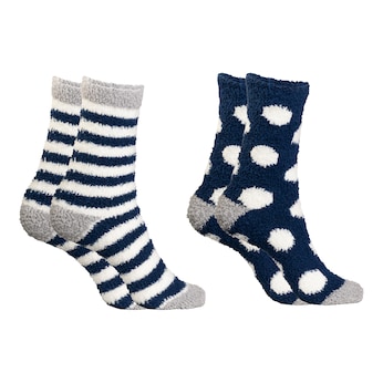 Kuschelsocken „Punkte/Steifen“, 2 Paar