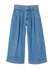 Weite Mädchen Jeans mit Bundfalten, Bundweite verstellbar