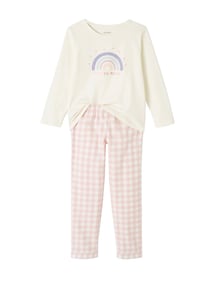 Mädchen Schlafanzug mit Flanellhose, Regenbogen