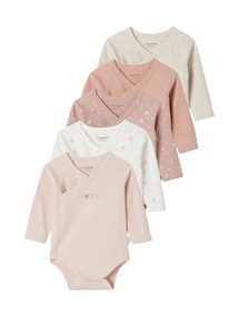 5er-Pack Baby Langarm-Bodys mit Herzen, Bio-Baumwolle