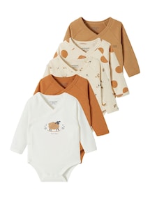 5er-Pack Baby Wickelbodys aus Bio-Baumwolle