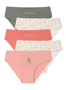 5er-Pack Mädchen Slips mit Prints, Bio-Baumwolle