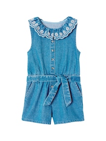 Kurzoverall Denim bestickter Kragen Mädchen