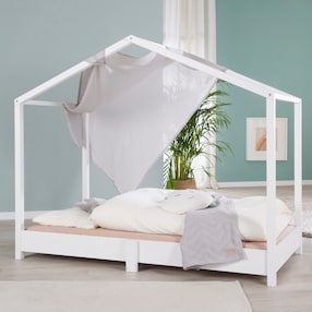 Hausbett 70 x 140 cm, Bodenbett weiß  