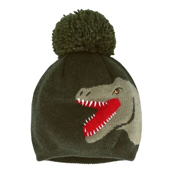 Winter-Strickmütze mit Bommel Dino