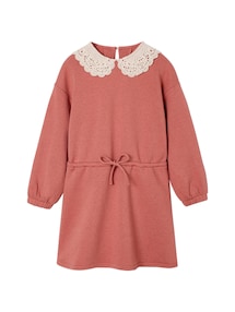 Mädchen Sweatkleid mit Makramee-Kragen und Recycling-Polyester