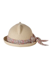 Baby Strohhut mit 3D-Ohren, Hutband mit Blumenmuster