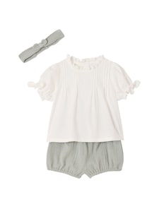 Baby-Set: Blusenshirt, Haarband & Shorts für Mädchen aus Baumwolle