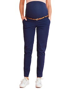 Umstands-Chinohose mit Flechtgürtel, Schrittlänge 78 cm, Bundweite verstellbar