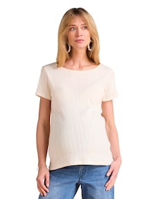 Umstands-Shirt aus Pointelle-Jersey mit Rückenausschnitt, Bio-Baumwolle