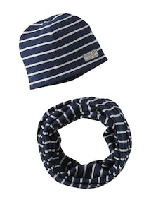 Jungen-Set: Mütze & Rundschal mit Streifen