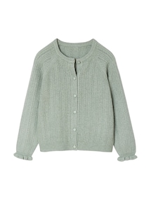 Flauschige Mädchen Strickjacke mit Ajourmuster