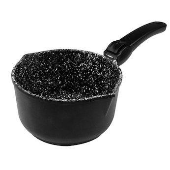 STONELINE Made in Germany Stielkasserolle 18 cm mit abnehmbarerm Griff | mit Deckel - Schwarz