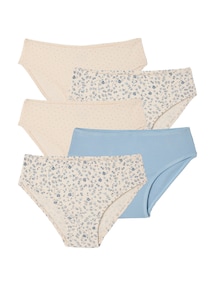 5er-Pack Mädchen Slips aus Rippstrick, Bio-Baumwolle