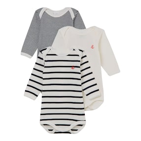 3er-Pack Bodys langarm Uni Ringel
