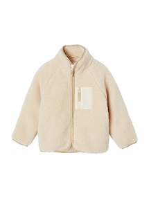 Übergangsjacke aus Teddyfleece mit goldfarbener Paspelierung Mädchen