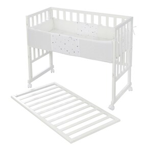 Stuben- & Beistellbett 3in1 mit Barriere  Sternenzauber grau safe asleep®