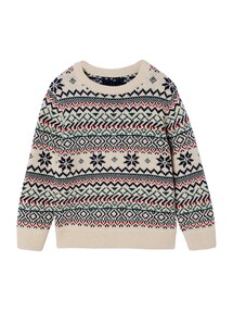 Jungen Jacquard-Pullover mit Rundhals