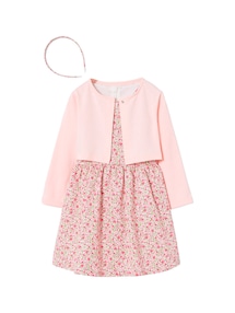 Set aus Kleid, Cardigan und Haarband für Mädchen