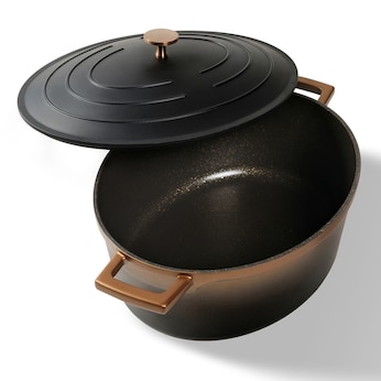 STONELINE Cocotte Bräter Oval 32x25 cm Roségold | mit Deckel