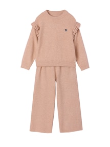Strick-Set aus Pullover und Hose für Mädchen, Herz-Stickerei