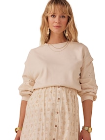 Umstands-Sweatshirt mit Materialmix